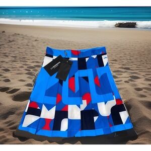 J. Lindeberg Tennis Skorts Skirt XS Blue Retro Color Block Logo‎ Adina Athletic